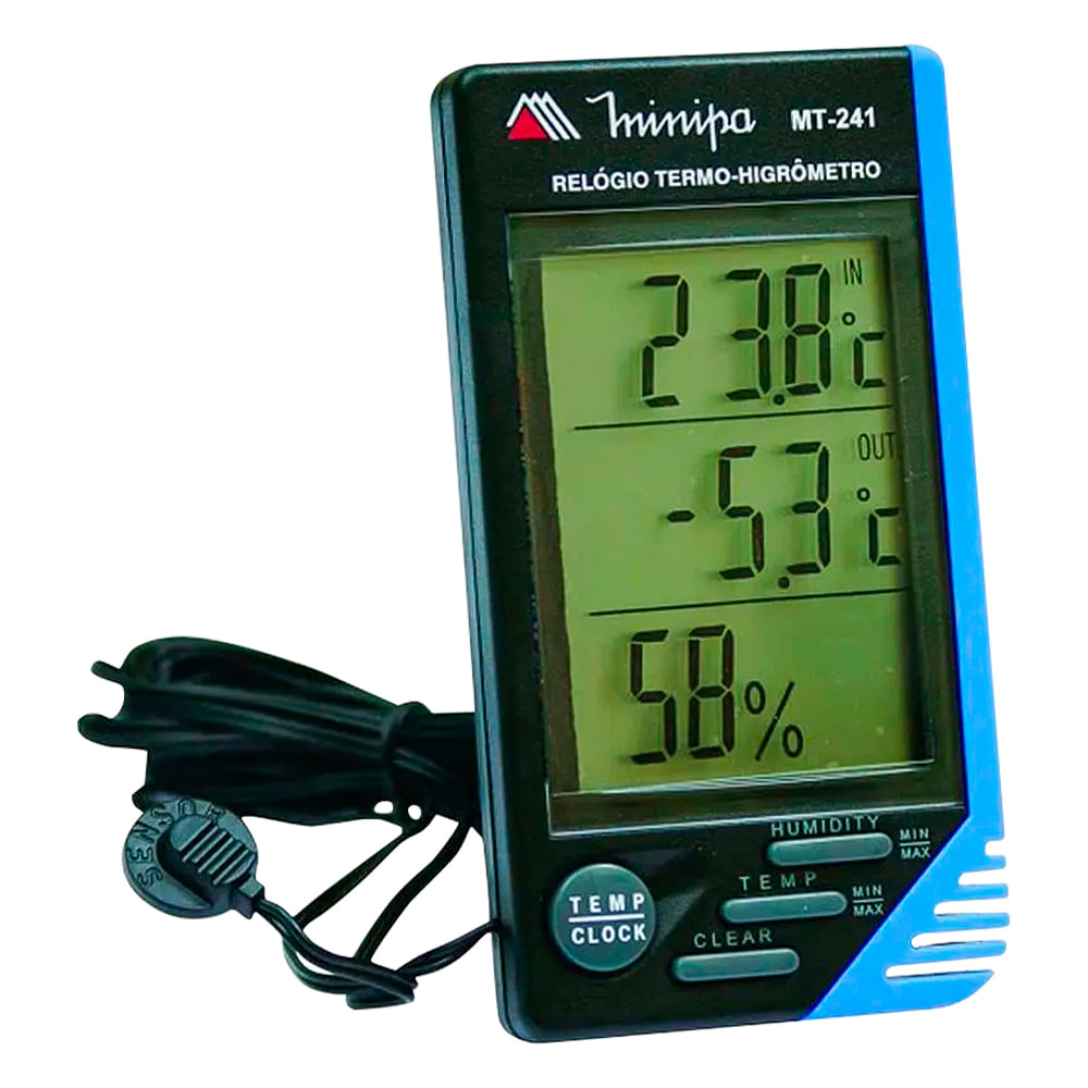 Encontraproduto.com.br - Relógio Termo-Higrômetro Minipa MT-241 Interno/Externo