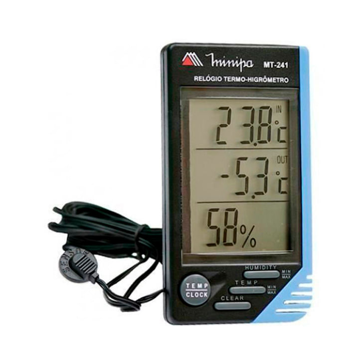 Encontraproduto.com.br - Relógio Termo-Higrômetro Minipa MT-241 Interno/Externo