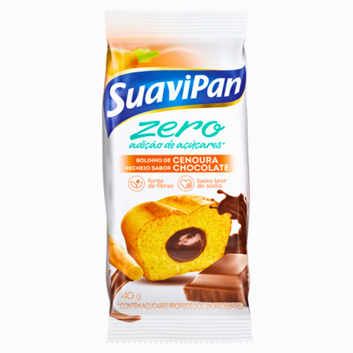 Encontraproduto.com.br - Bolinho de Cenoura com Chocolate sem Açúcar 40g - Suavipan