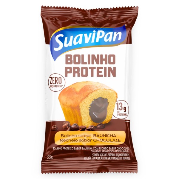 Encontraproduto.com.br - Bolinho zero açúcar Suavipan Proteico 55g Baunilha C/Choc