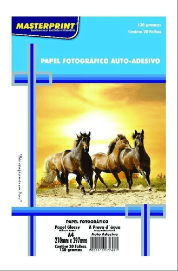 Papel Fotográfico Auto Adesivo A4 130g pct com 20 unds Masterprint