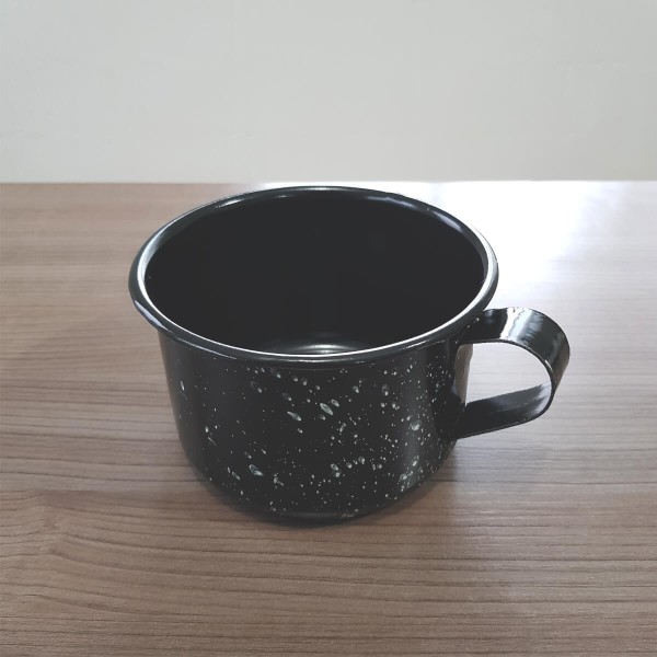 Encontraproduto.com.br - Caneca Esmaltada Grande Leiteira 800ml Caneca Rustico Preta