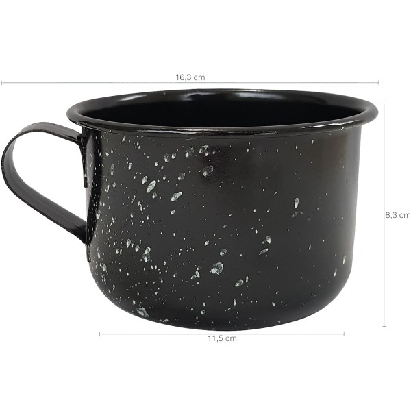 Encontraproduto.com.br - Caneca Esmaltada Grande Leiteira 800ml Caneca Rustico Preta