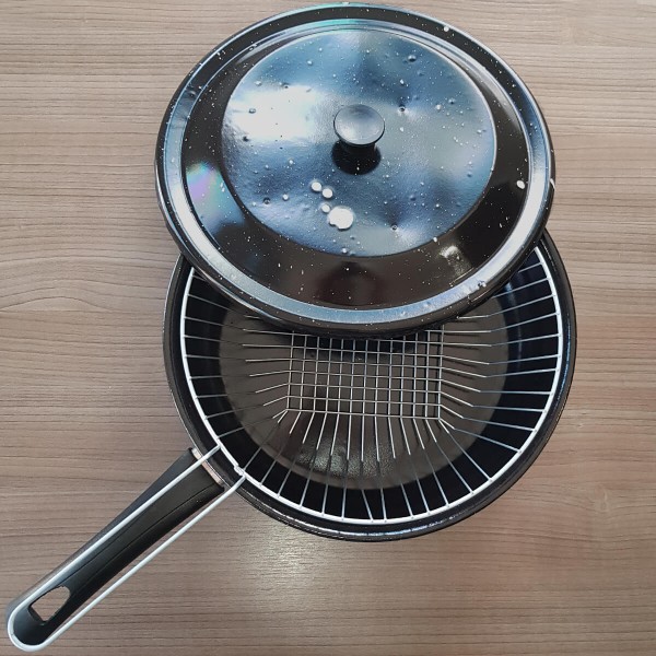 Encontraproduto.com.br - Frigideira Com Tampa E Cesto Para Fritura 2,7l Frigideira Esmaltada 3 Em 1 Fritadeira