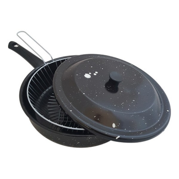 Encontraproduto.com.br - Frigideira Com Tampa E Cesto Para Fritura 2,7l Frigideira Esmaltada 3 Em 1 Fritadeira