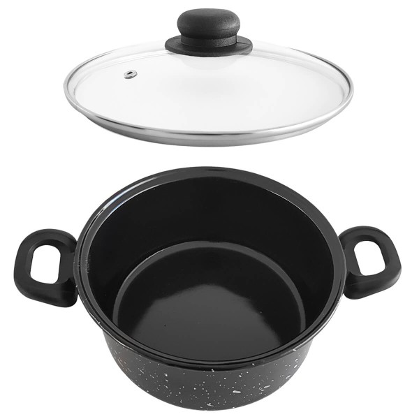 Encontraproduto.com.br - Panela Esmaltada Com Tampa De Vidro e Alças Laterais 3,2 Litros