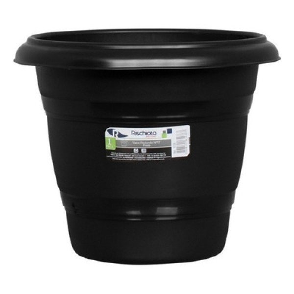 Encontraproduto.com.br - Vaso Plástico Redondo Preto Nº17 - 9198 - Rischioto