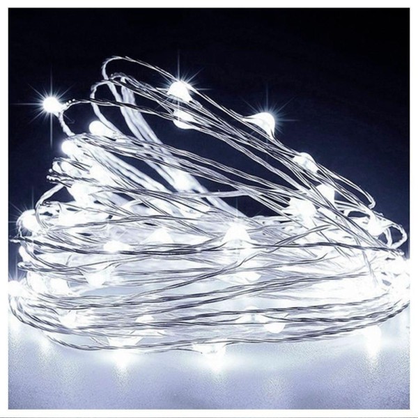 Encontraproduto.com.br - Fio De Fada 30 Lâmpadas Cordão Luz Led Branca 3 Metros à Pilha