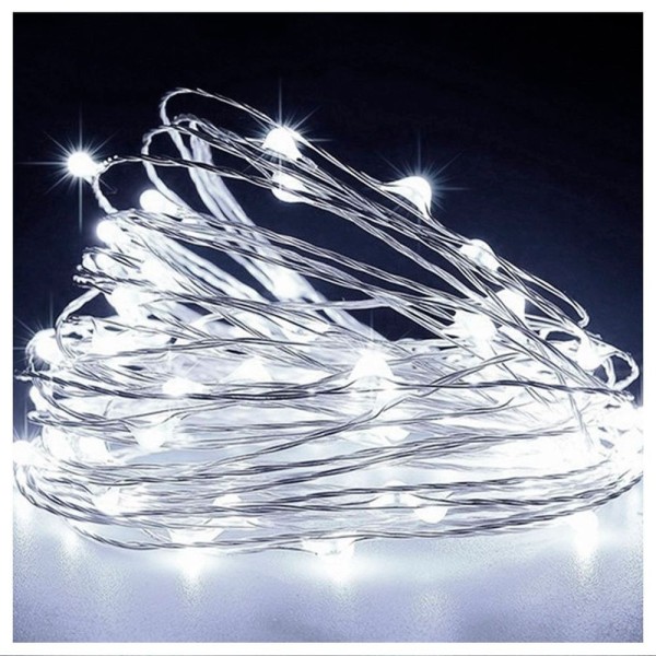 Encontraproduto.com.br - Fio De Fada 30 Lâmpadas Cordão Luz Led Branca 3 Metros à Pilha