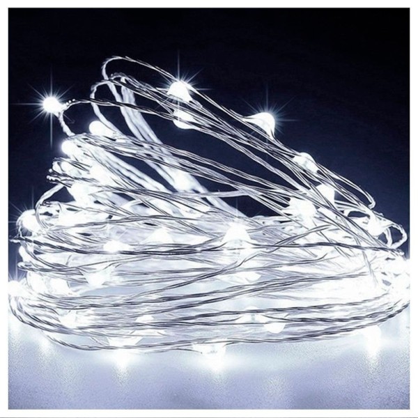 Encontraproduto.com.br - Fio De Fada 30 Lâmpadas Cordão Luz Led Branca 3 Metros à Pilha