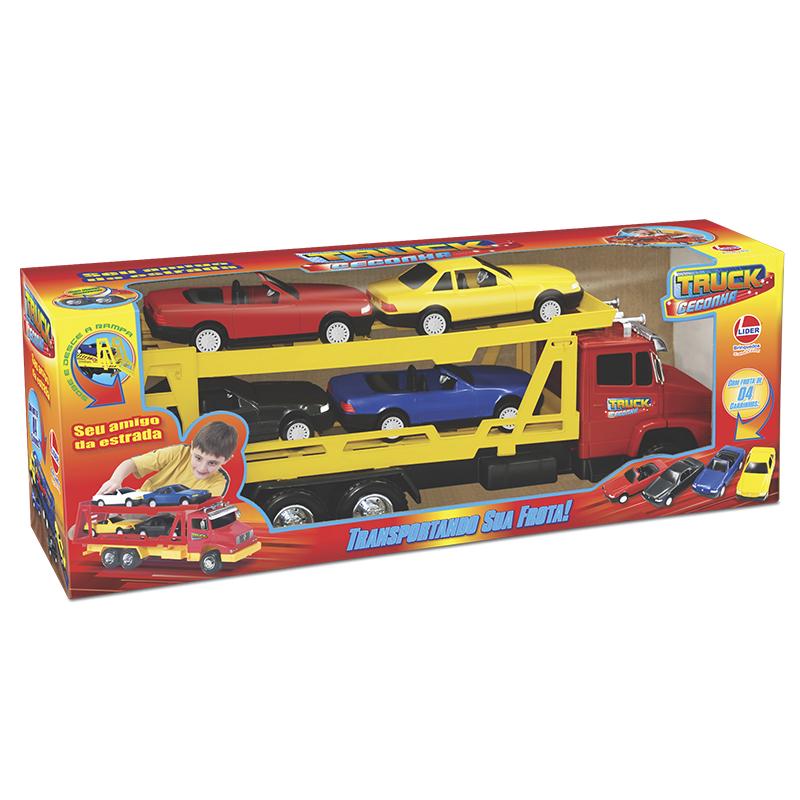 Encontraproduto.com.br - Caminhão - Truck Cegonha - Com 4 Mini Carrinhos - Lider - Cores Sortidas