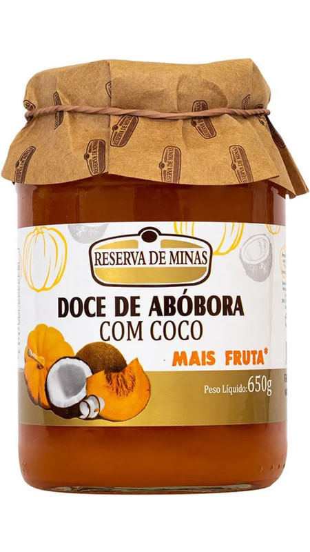 Encontraproduto.com.br - Doce de Abóbora com Coco Reserva de Minas Vidro 650g
