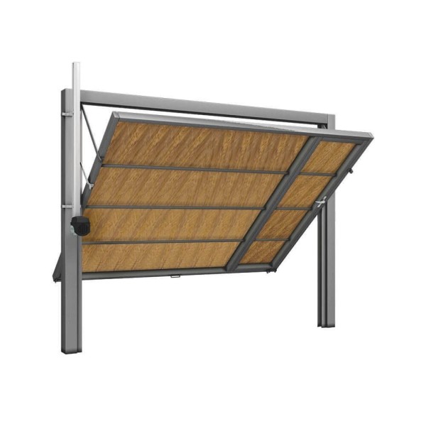 Encontraproduto.com.br - Portão Contrapeso De Aço Com Painel Em Madeira E Batente Em Aço Galvanizado 220x285 Req: 12 Natural
