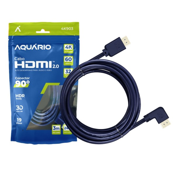 Cabo HDMI 90° 2.0 4K 3 metros