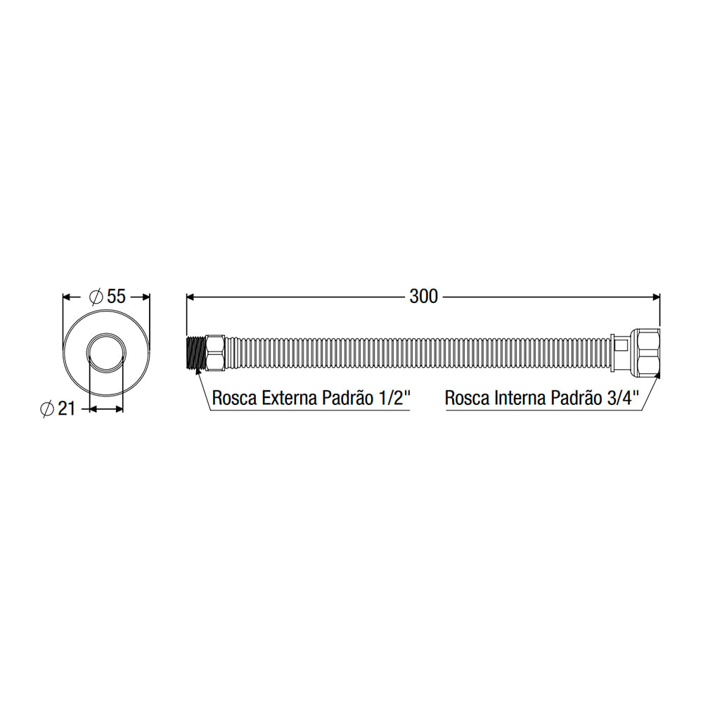 Encontraproduto.com.br - Engate Extensível 3 em 1 para Água Fria/Quente e Gás Censi 30cm 1/2