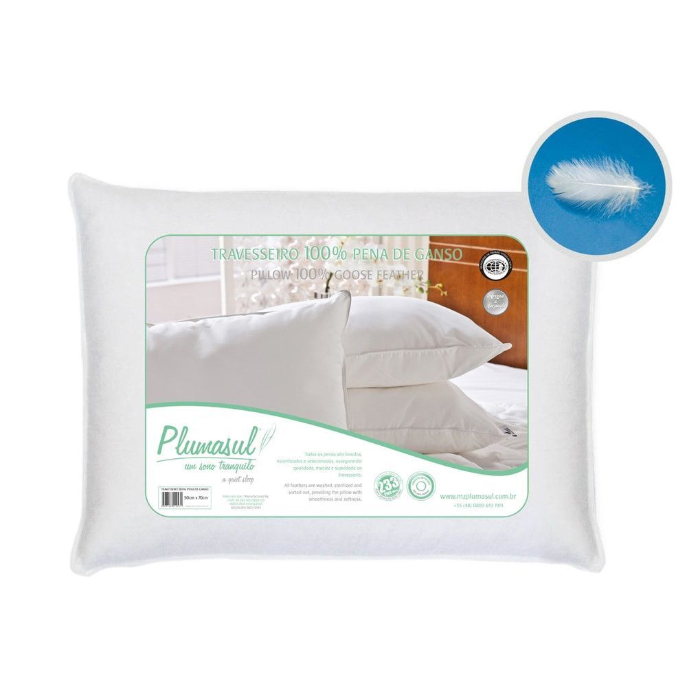 Encontraproduto.com.br - Travesseiro Plumasul Percal Com Penas De Ganso 50 X 70 Cm Branco
