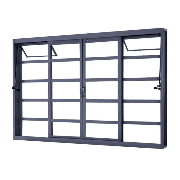 Encontraproduto.com.br - Janela de correr 4 folhas Básica 100x120x8cm com bascula cinza Lucasa