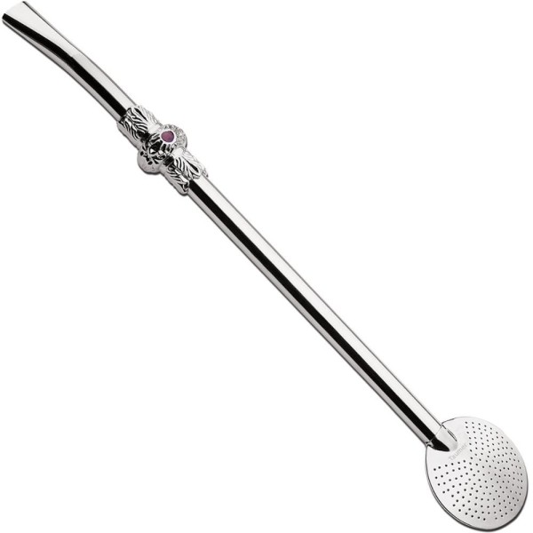 Encontraproduto.com.br - Bomba De Chimarrão Ferro Anel Pedra Superior Inteira Cinza Taumer Unidade