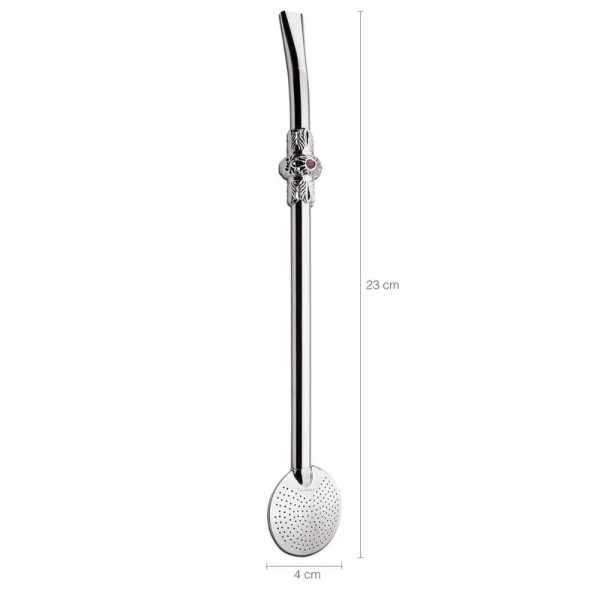 Encontraproduto.com.br - Bomba De Chimarrão Ferro Anel Pedra Superior Inteira Cinza Taumer Unidade