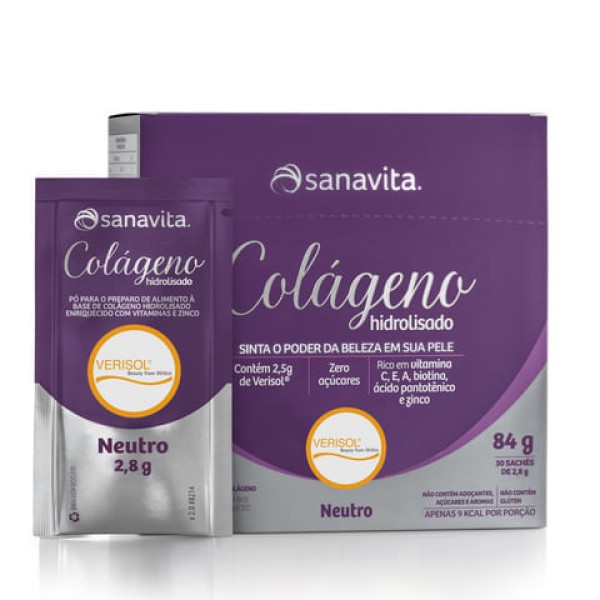 Encontraproduto.com.br - Colágeno Hidrolisado com Verisol Neutro (30 Sachês 2,8g) 84g - Sanavita