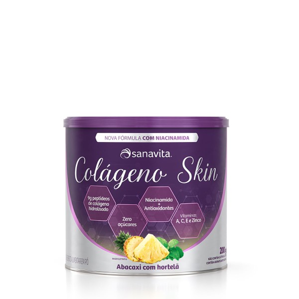 Encontraproduto.com.br - Colágeno Skin ABACAXI COM HORTELÃ 200g - Sanavita