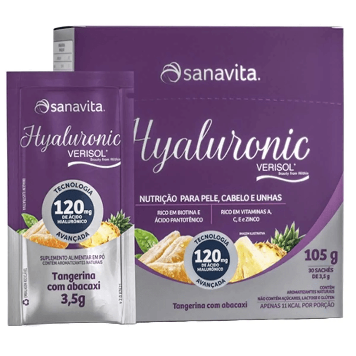 Encontraproduto.com.br - Hyaluronic Verisol SABOR CRANBERRY COM LIMÃO (30 Sachês 3,5g) 105g - Sanavita (Venc. 01/12/2022)