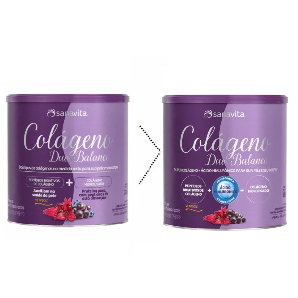Encontraproduto.com.br - Colágeno em Pó Sanavita Duo Balance Hibiscus com Frutas Roxas 330g