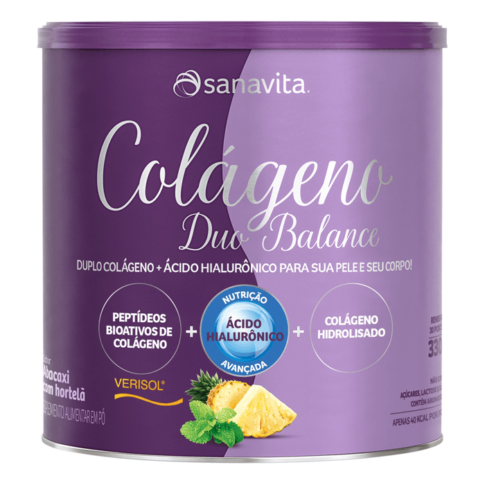 Encontraproduto.com.br - Colágeno Verisol Sabor Abacaxi Com Hortelã Sanavita + Ácido Hialurônico 330g