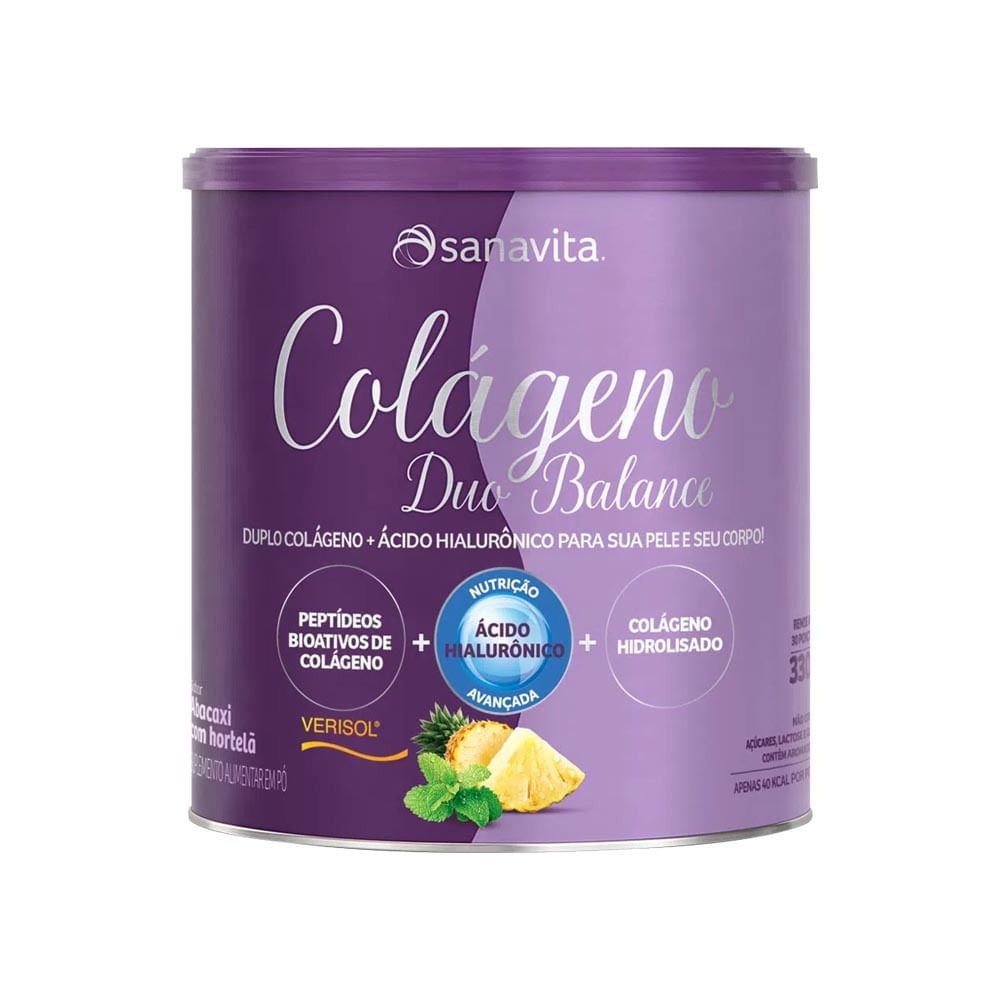 Encontraproduto.com.br - Colágeno Verisol Sabor Abacaxi Com Hortelã Sanavita + Ácido Hialurônico 330g