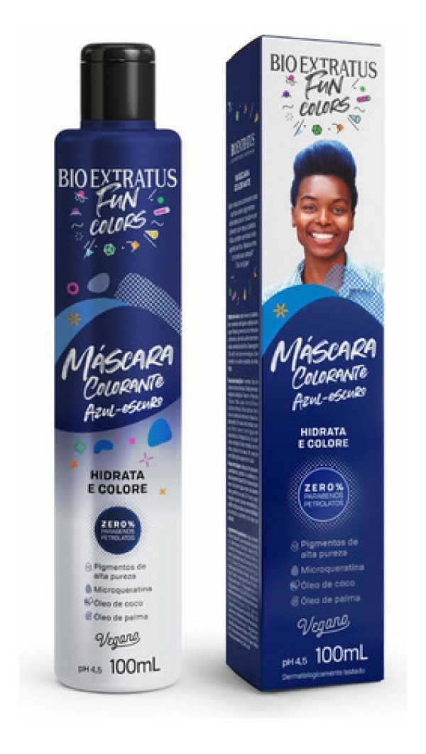 Máscara Fun Colors Colorante Azul Escuro Bio Extratus - 100ml