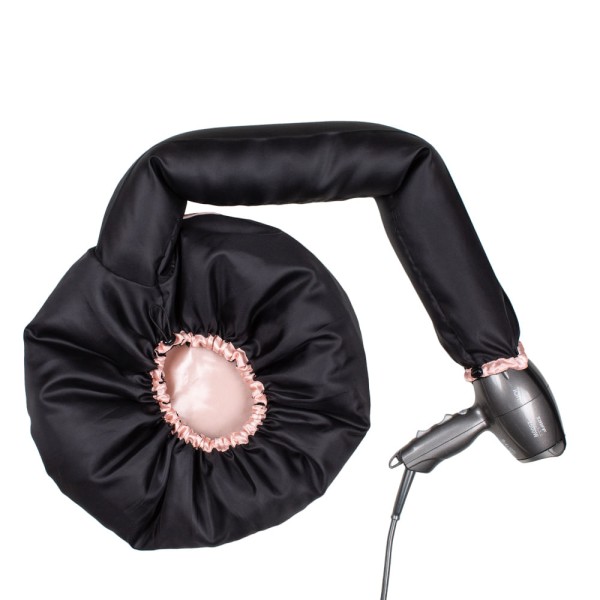 Encontraproduto.com.br - Touca Difusora Cetim Preto com Rosa