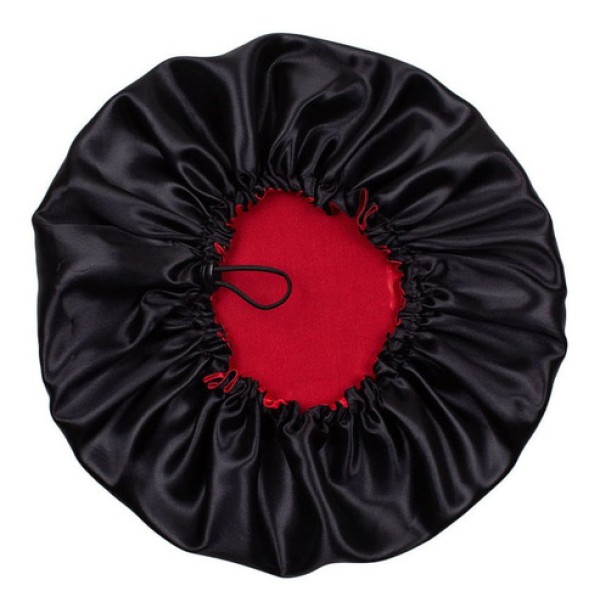 Encontraproduto.com.br - Touca Noturna Cetim Preto com Vermelho