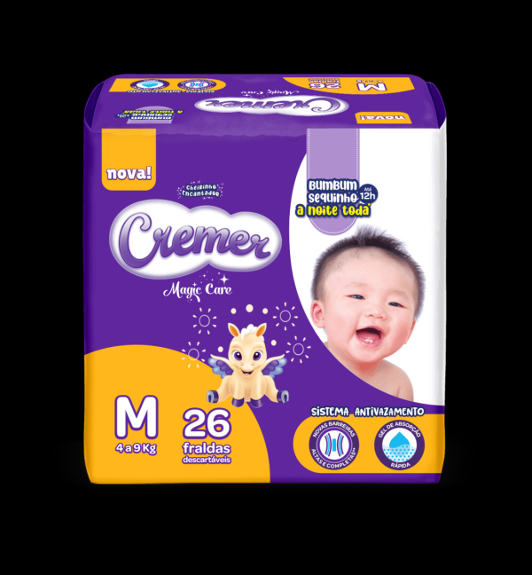 Encontraproduto.com.br - Fralda Descartável Infantil Cremer Magic Care M 4 a 9kg Pacote 26 Unidades