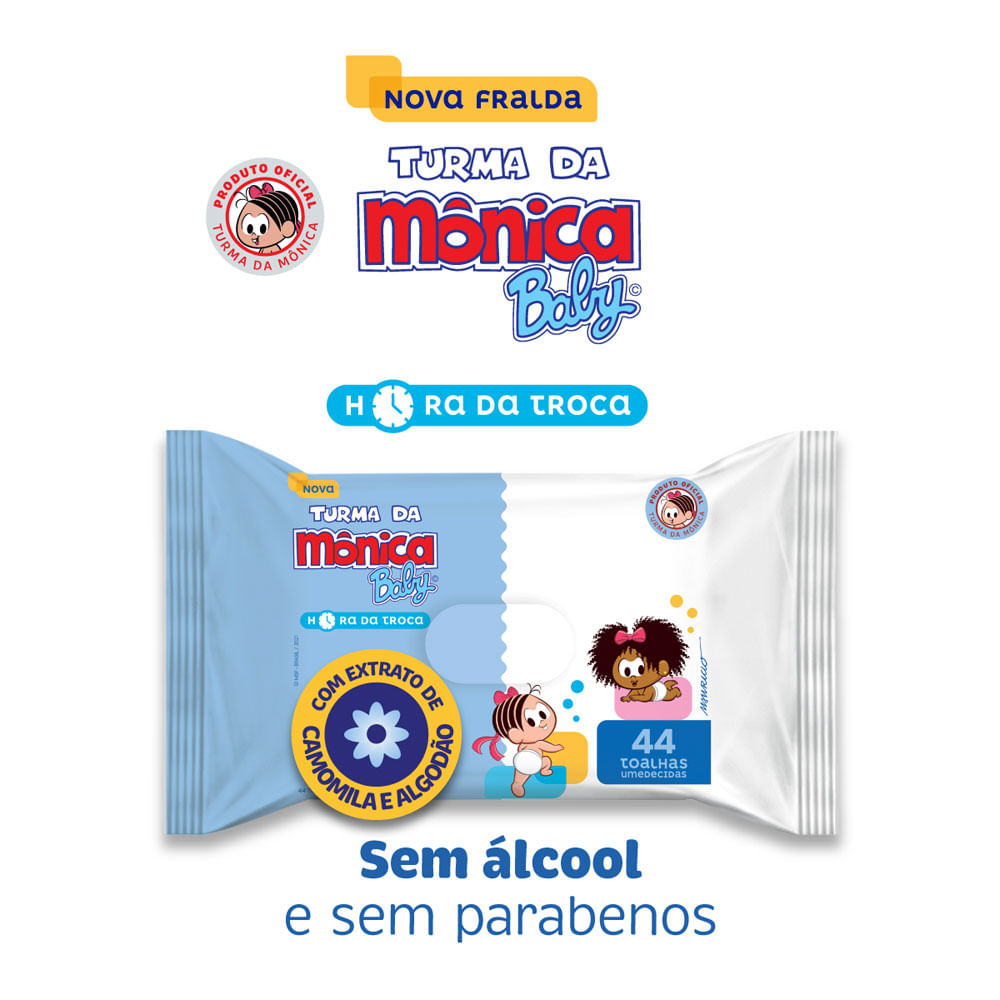 Encontraproduto.com.br - Toalhas Umedecidas Turma da Mônica Baby Hora da Troca 44 Toalhinhas