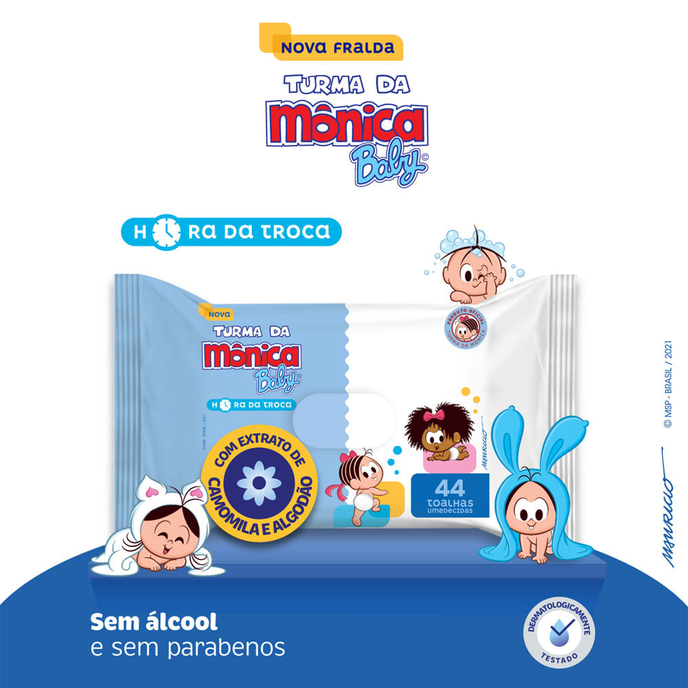 Encontraproduto.com.br - Toalhas Umedecidas Turma da Mônica Baby Hora da Troca 44 Toalhinhas