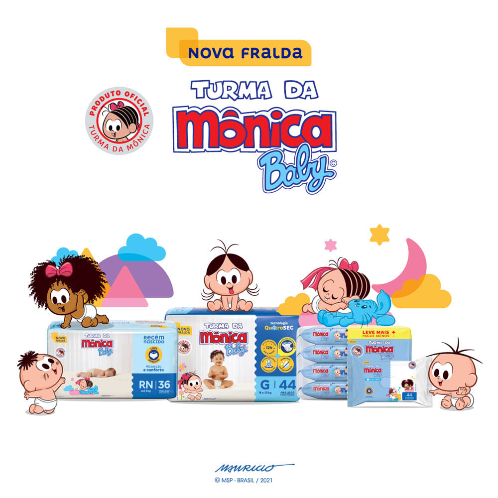 Encontraproduto.com.br - Toalhas Umedecidas Turma da Mônica Baby Hora da Troca 44 Toalhinhas