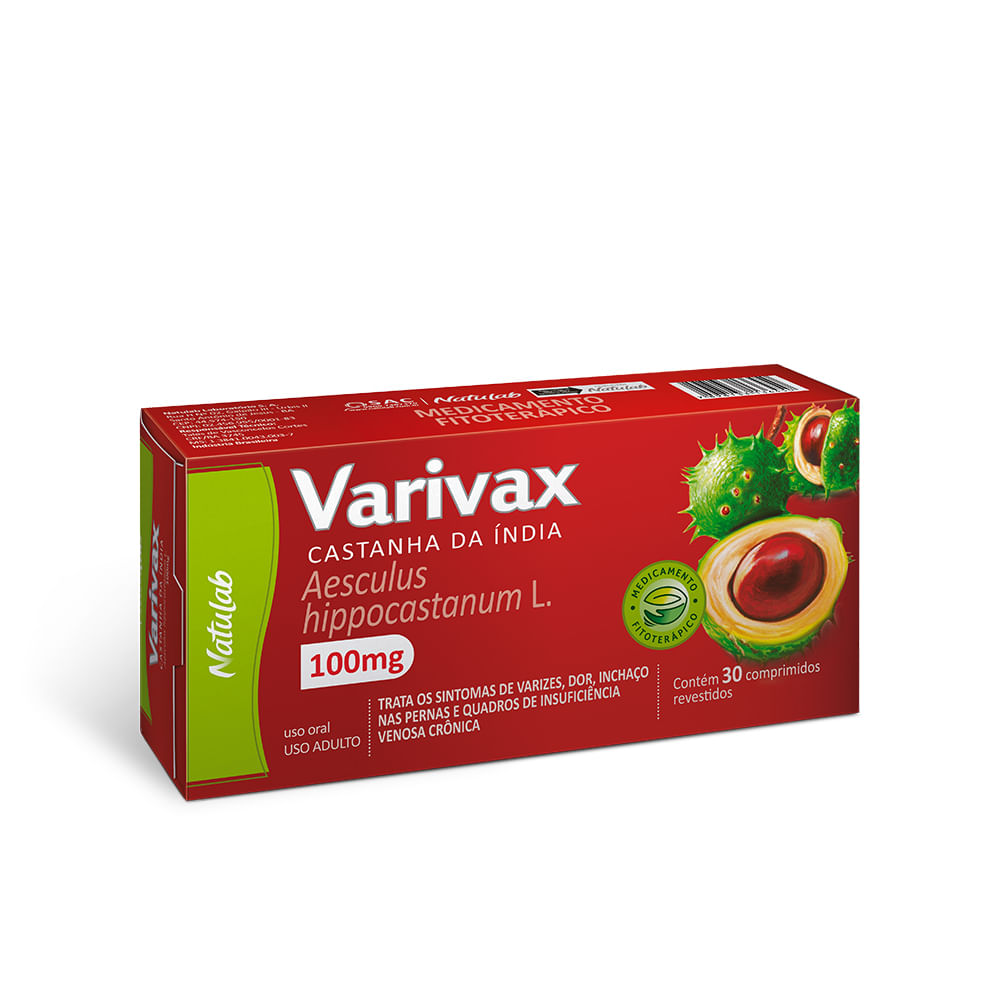 Encontraproduto.com.br - Varivax Castanha da Índia 100mg c/ 30 Comprimidos