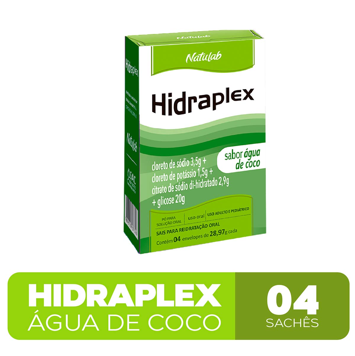 Encontraproduto.com.br - Hidraplex Pó Natulab Sabor Água de Coco 4 Envelopes de 27,9g