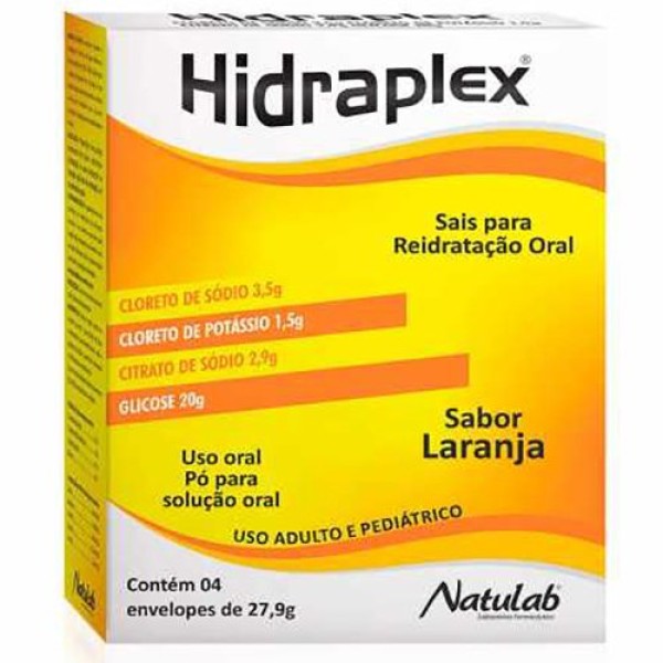 Encontraproduto.com.br - Sais Para Reidratação Hidraplex Sabor Laranja com 4 Envelopes