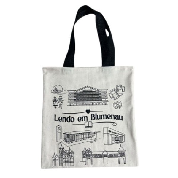 Encontraproduto.com.br - Sacola Retornável Média De Tecido Ecobag Lendo Em Blumenau 30x32cm Happy Bee