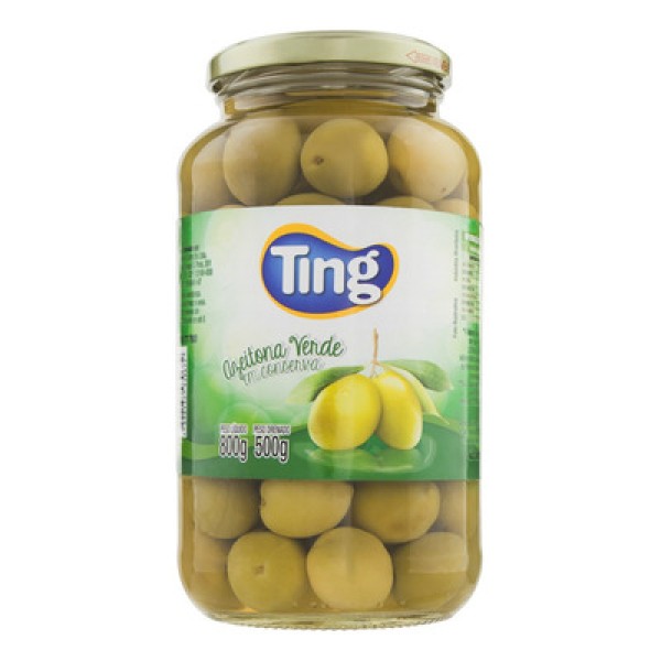 Encontraproduto.com.br - Azeitona Verde Ting Com Caroço Vidro 500g