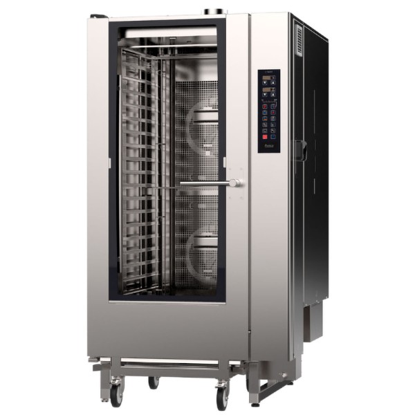 Encontraproduto.com.br - Forno Combinado a Gás 10 Funções 500 receitas CG-MAX 20V c/ Carro Gaiola 20 GNs, Tecnologia Steam Power e Higienização Automática - Prática