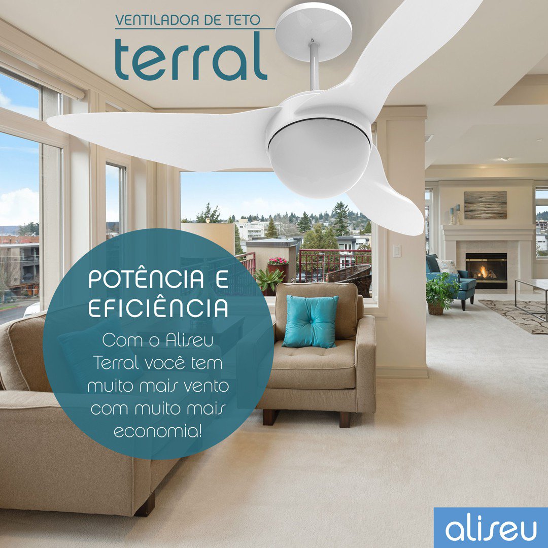 Encontraproduto.com.br - Ventilador de Teto Terral Led Branco 3 Pás Aliseu