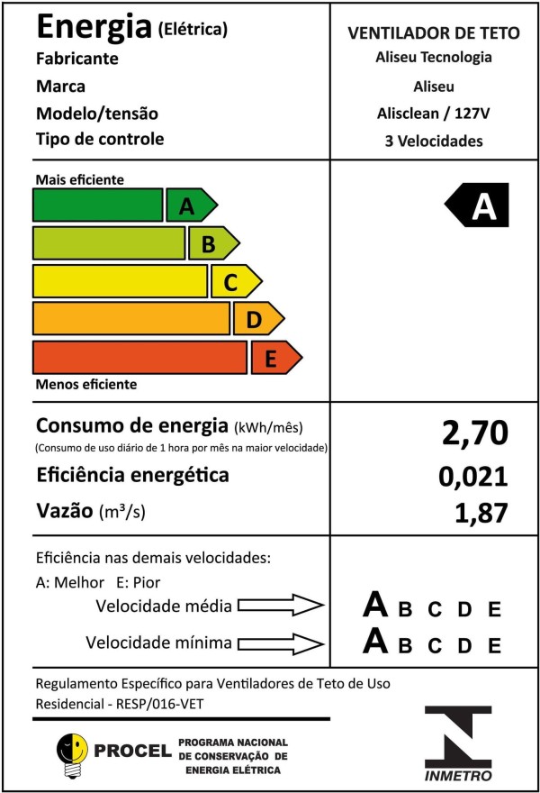 Encontraproduto.com.br - Ventilador De Teto Aliseu Alisclean Com Controle Remoto 130W Branco 110V