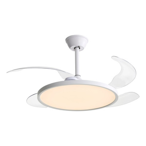 Encontraproduto.com.br - Ventilador de Teto 4 Hélices com Controle e Luminária Prata Bivolt - Aliseu