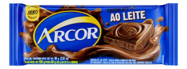 CHOCOLATE ARCOR TABLETE 80G AO LEITE