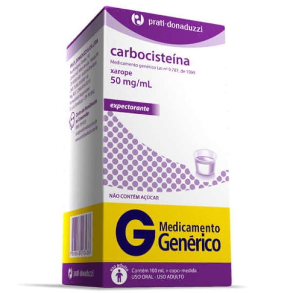 Encontraproduto.com.br - Carbocisteina Xarope 50mg/mL 100mL +Copo de Medida Genérico Prati Donaduzzi
