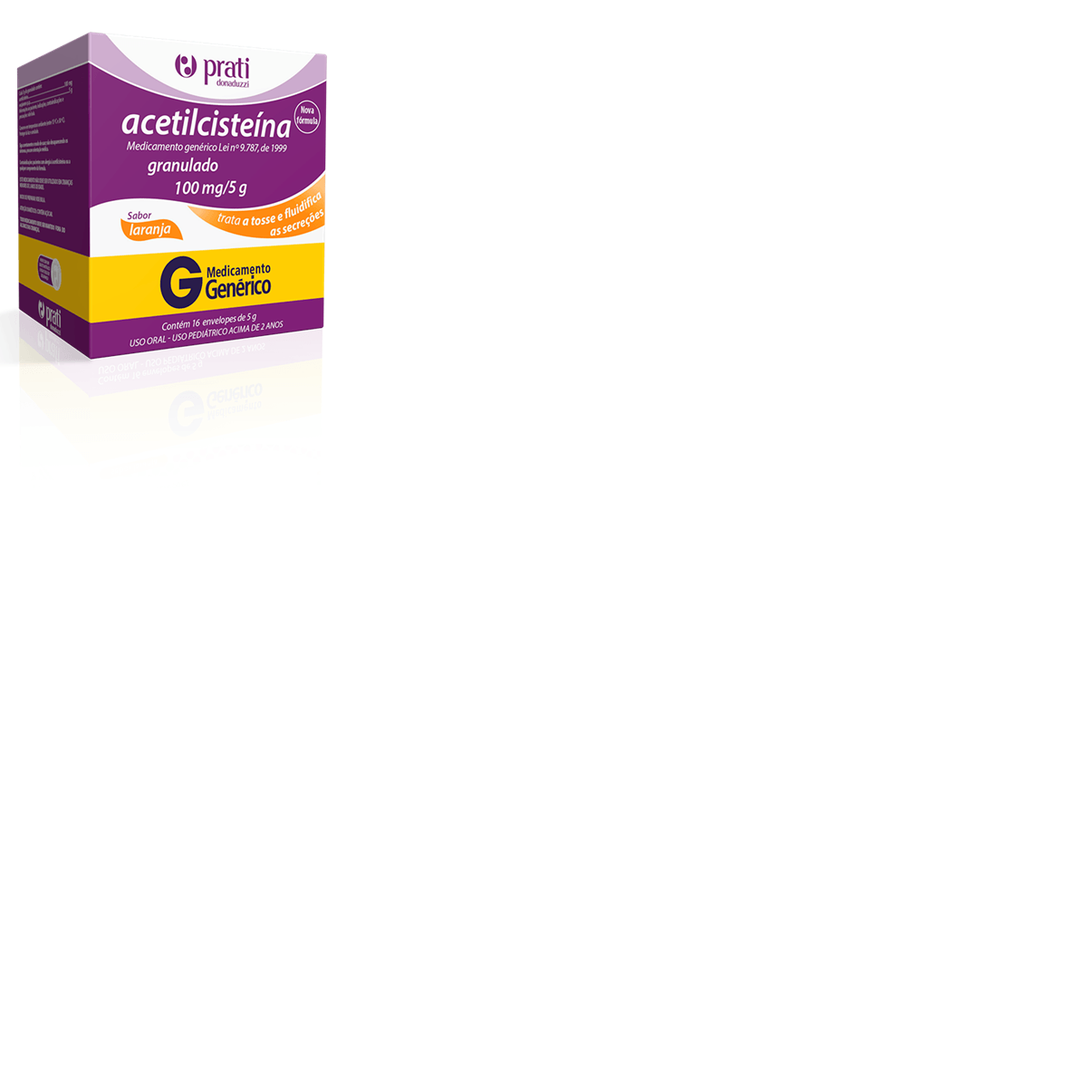 Encontraproduto.com.br - Acetilcisteína 100mg/g Prati-Donaduzzi 16 Envelopes de 5g Cada