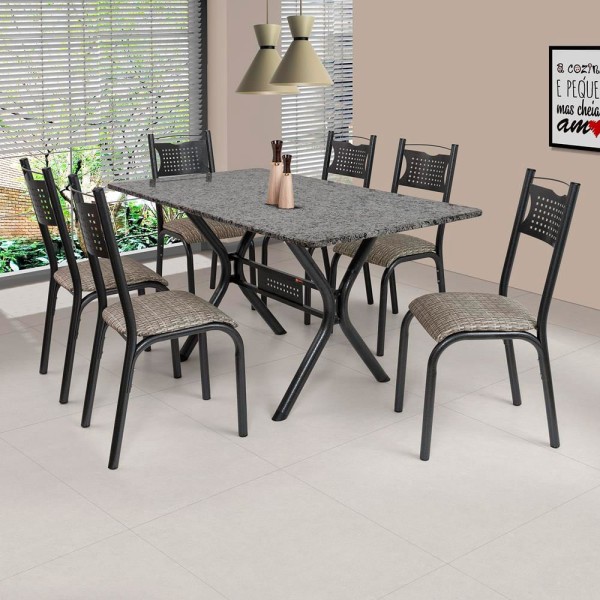 Encontraproduto.com.br - Mesa de Jantar com 6 Cadeiras Retangular Ciplafe Poeme