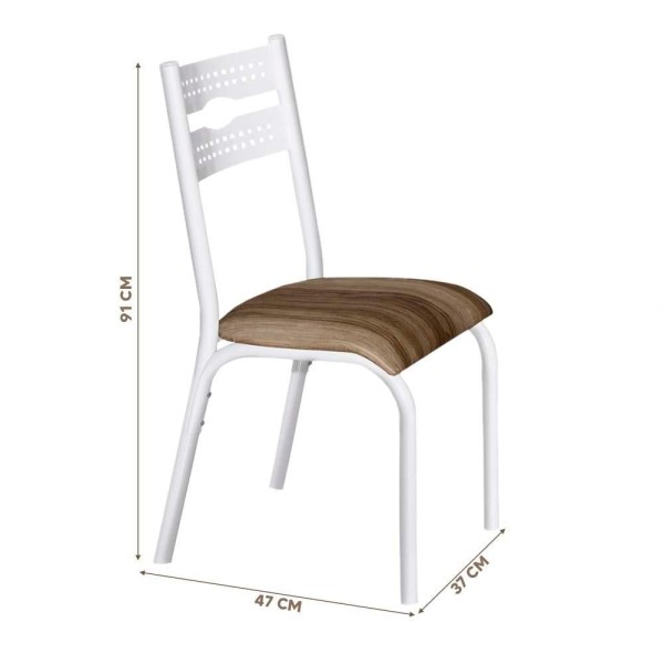 Encontraproduto.com.br - Mesa Com 4 Cadeiras Para Cozinha Aço 68cm Branco Carvalho Luna Ciplafe